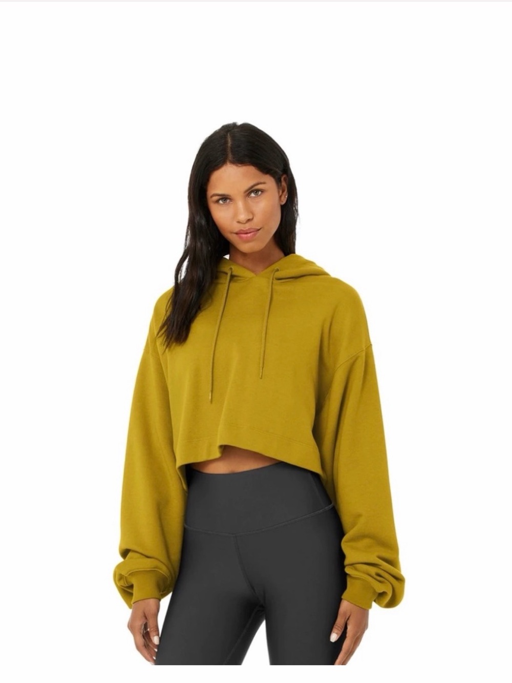 ALO Yoga Olive Cropped Hoodie